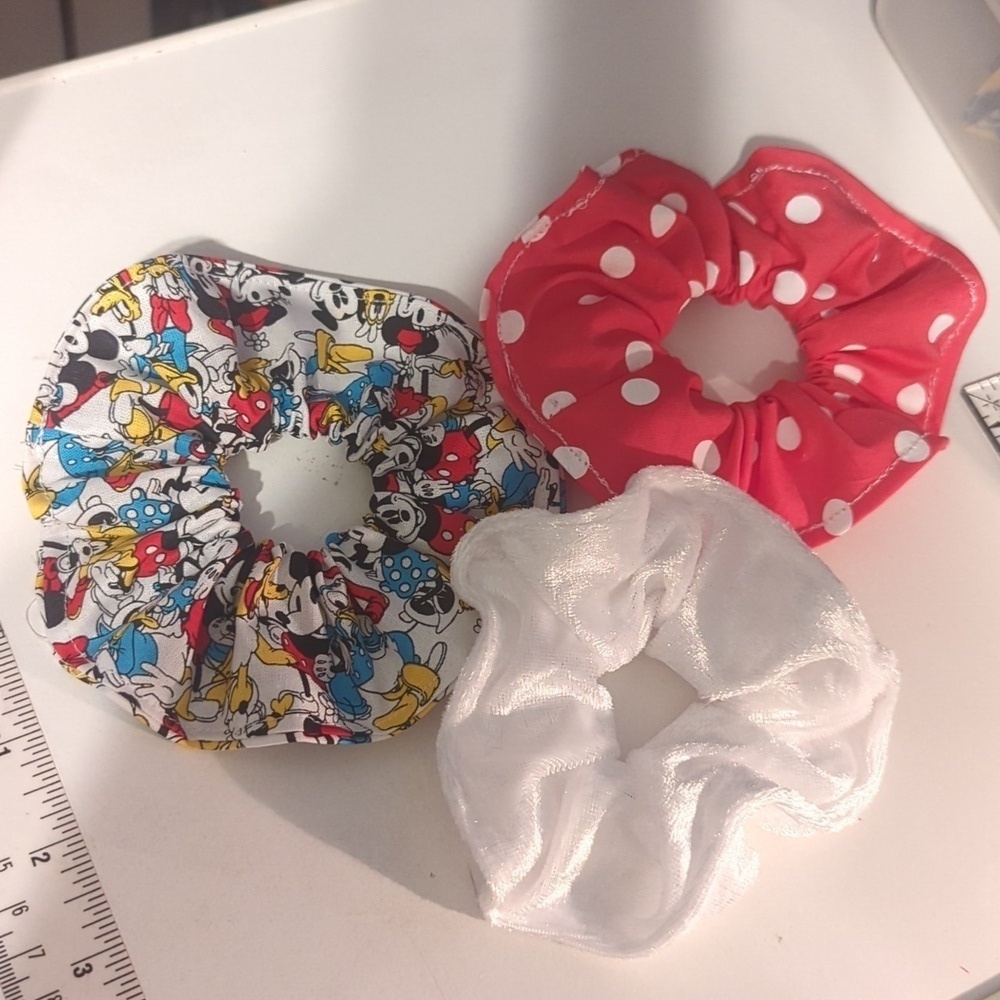 Handmade Mickey Mouse Polka Dot Set of 3 Scrunchies